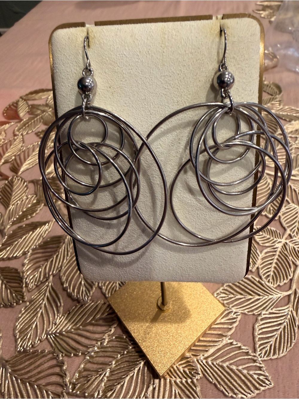 Silver Multi-Hoop Drop Earrings - Silver